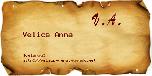Velics Anna névjegykártya